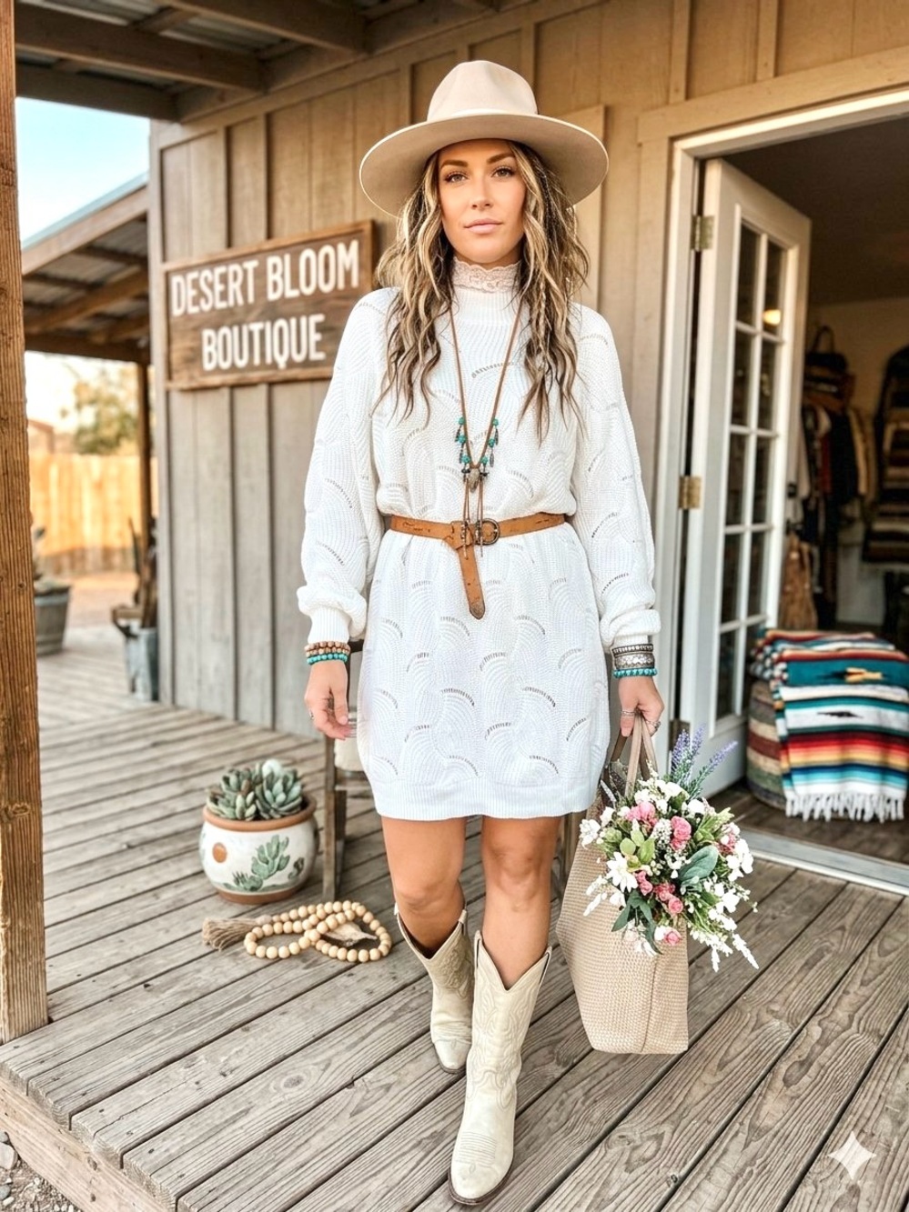 Dreamy Sweater dress/tunic w cottagecore boho prairie shabby chic vibe